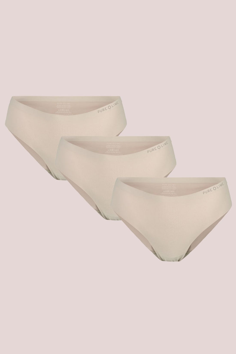 Pure Lime Invisible Brazilian 3 pack Thong 1830 Beige