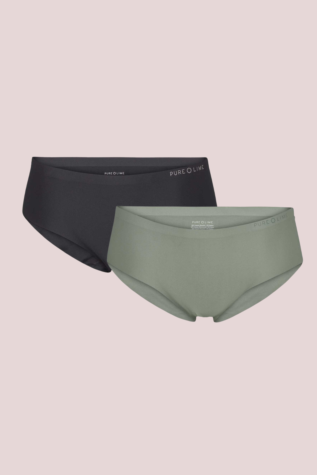 Pure Lime Invisible Hipster 2 Pack Hipsters 4601 Dusty Seagreen/Black