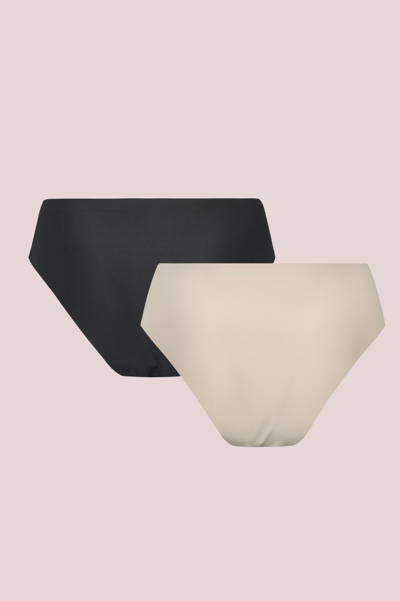 Pure Lime Invisible Microfiber Brazillian 2-Pack Thong 1801 Light Sand/Black