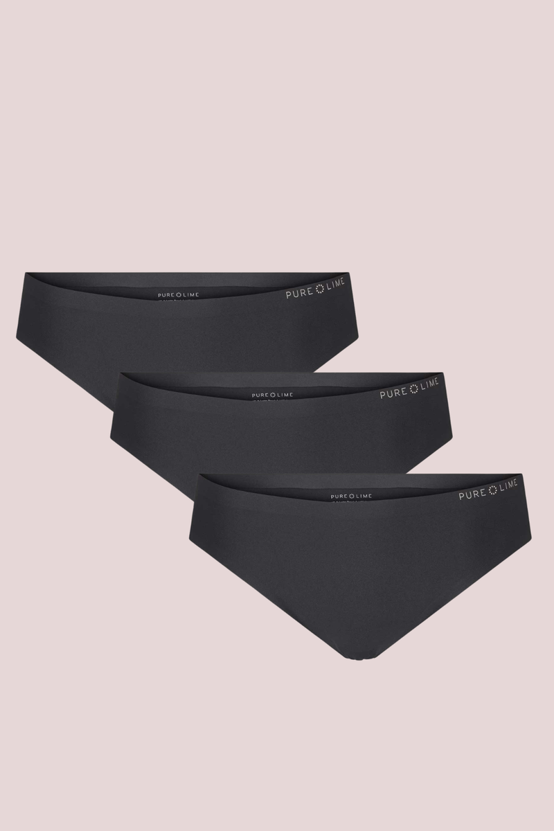 Pure Lime Invisible Thong 3 pack Thong 2001 Black/Black