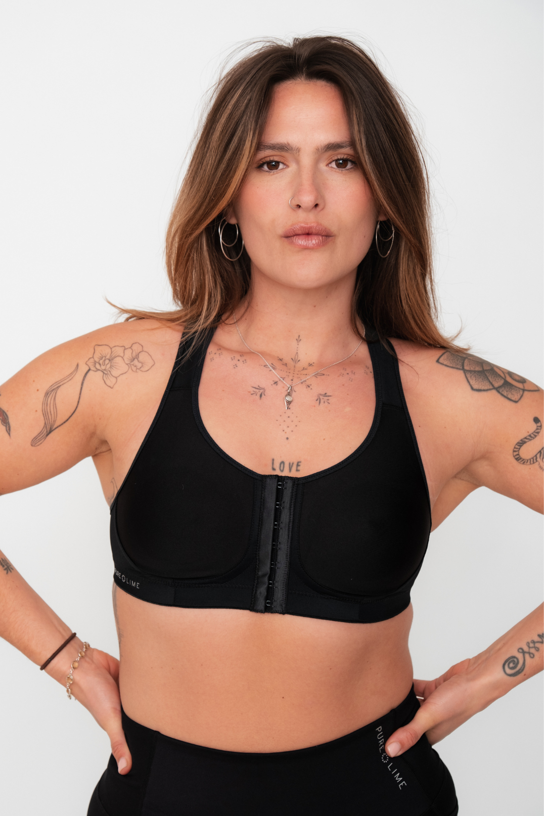 Pure Lime Sports Bra - High Impact Bra 2000 Black