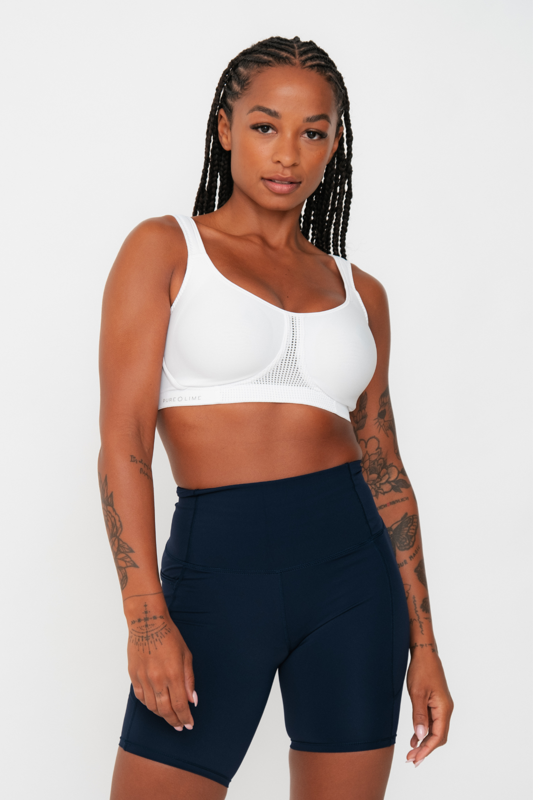 Pure Lime Support Bra High Impact Bra 1000 White