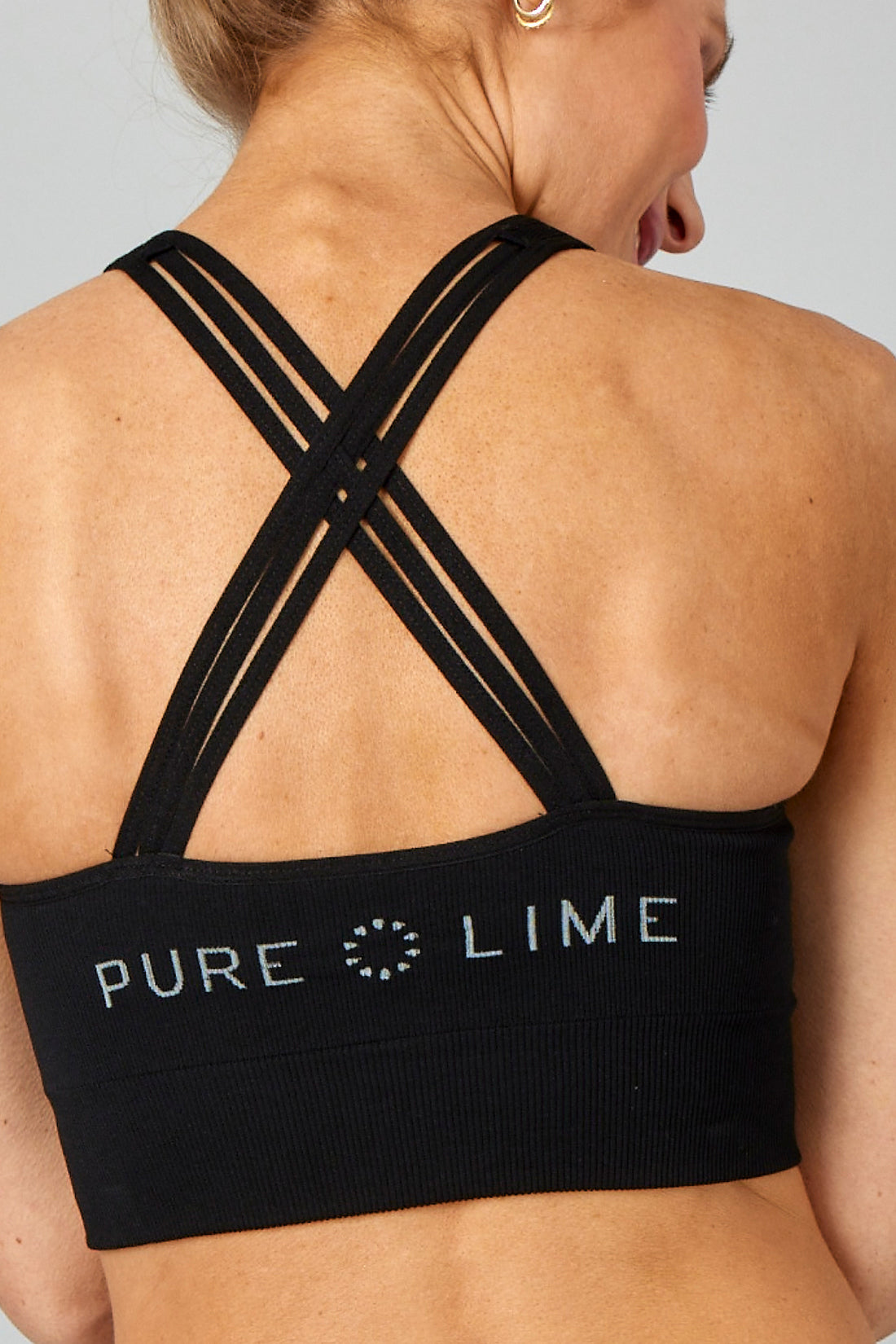 Pure Lime Seamless Rib Top Bra Top 2000 Black