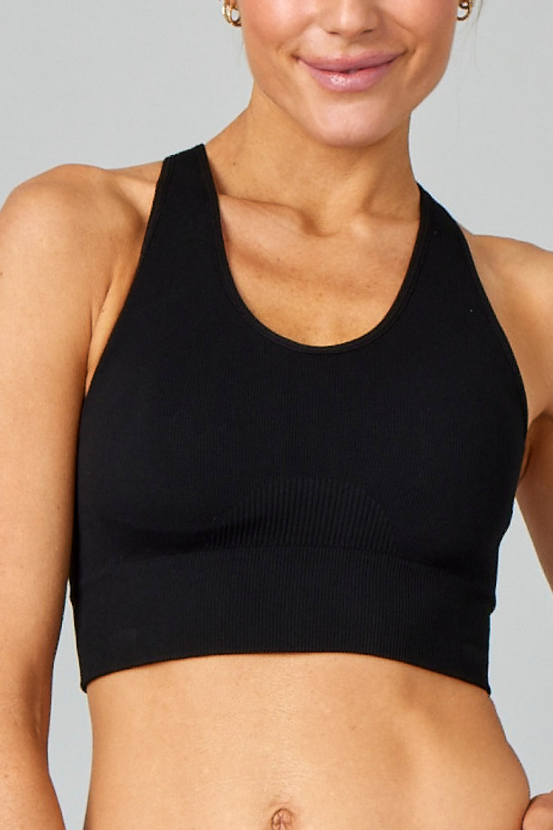 Pure Lime Seamless Rib Top Bra Top 2000 Black
