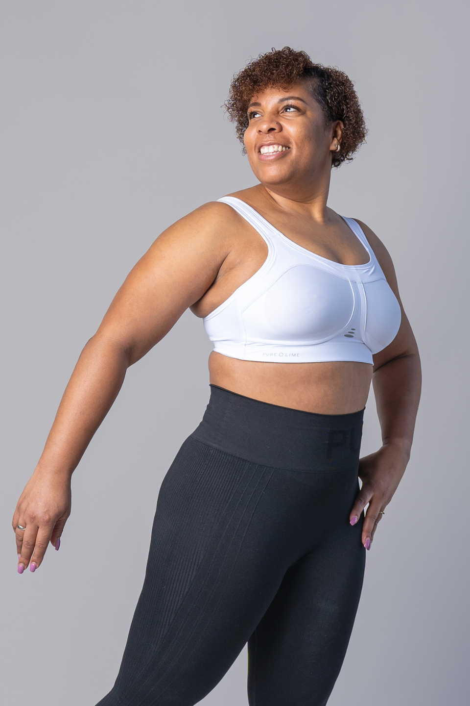 Pure Lime Compression Bra High Impact Bra 1000 White