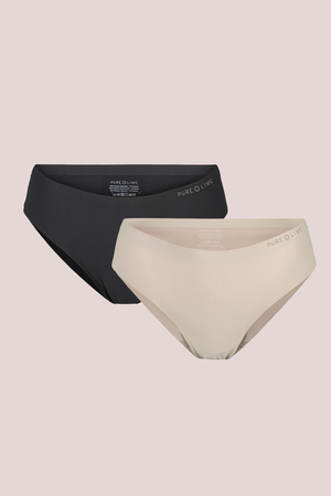 Pure Lime Invisible Microfiber Brazillian 2-Pack Thong 1801 Light Sand/Black