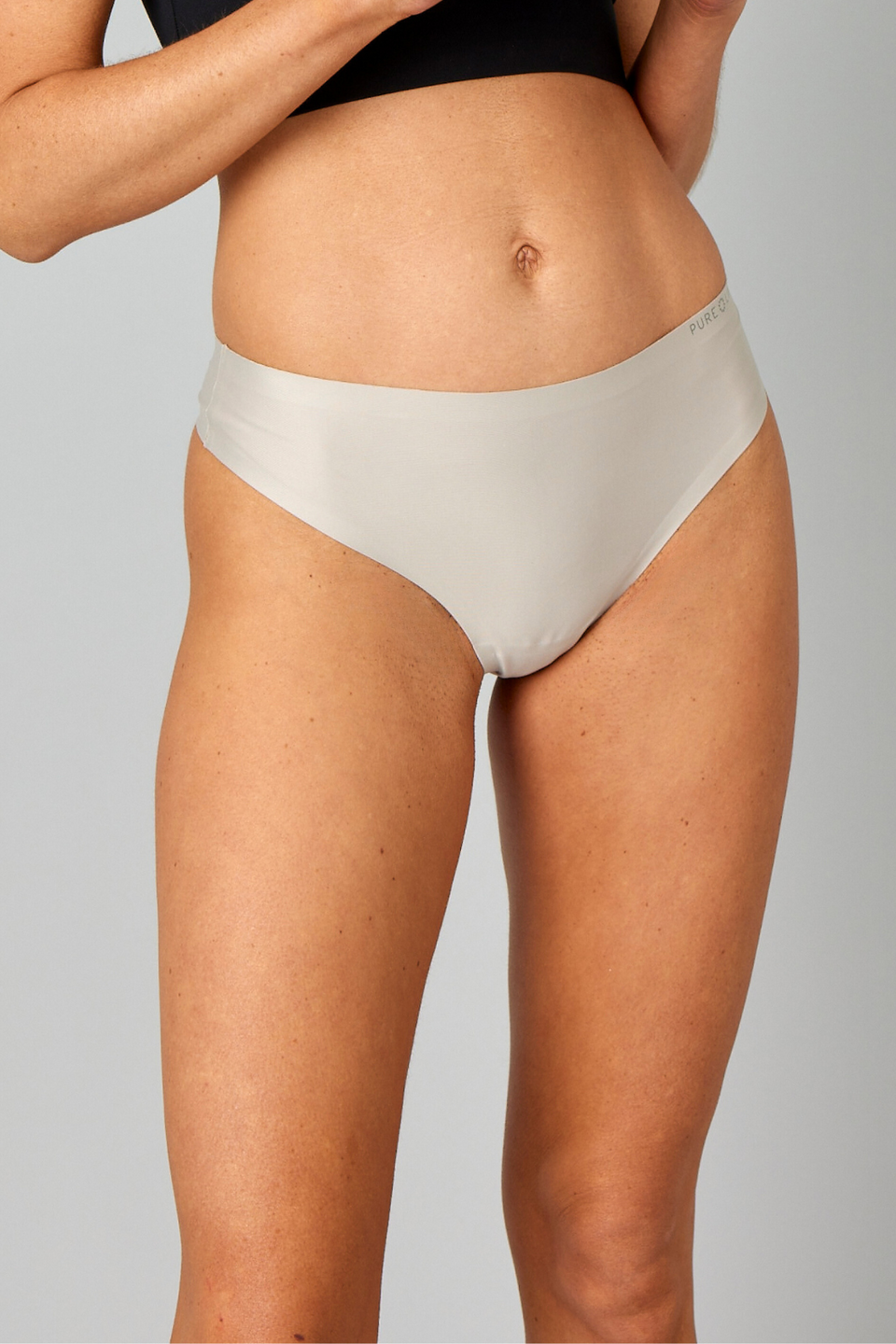 Pure Lime Invisible Microfiber Thong 2 Pack G-string 1801 Light Sand/Black