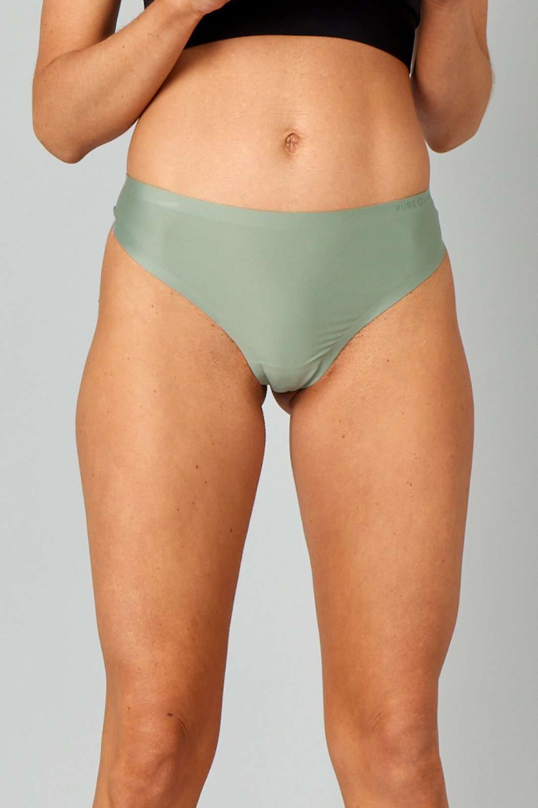 Pure Lime Invisible Microfiber Thong 2 Pack G-string 4601 Dusty Seagreen/Black