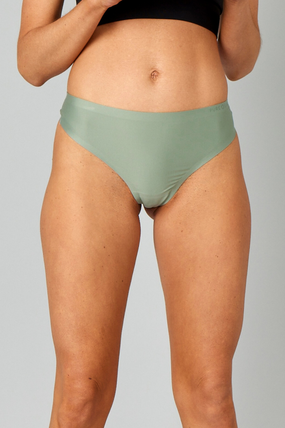 Pure Lime Invisible Microfiber Thong 2 Pack G-string 4601 Dusty Seagreen/Black