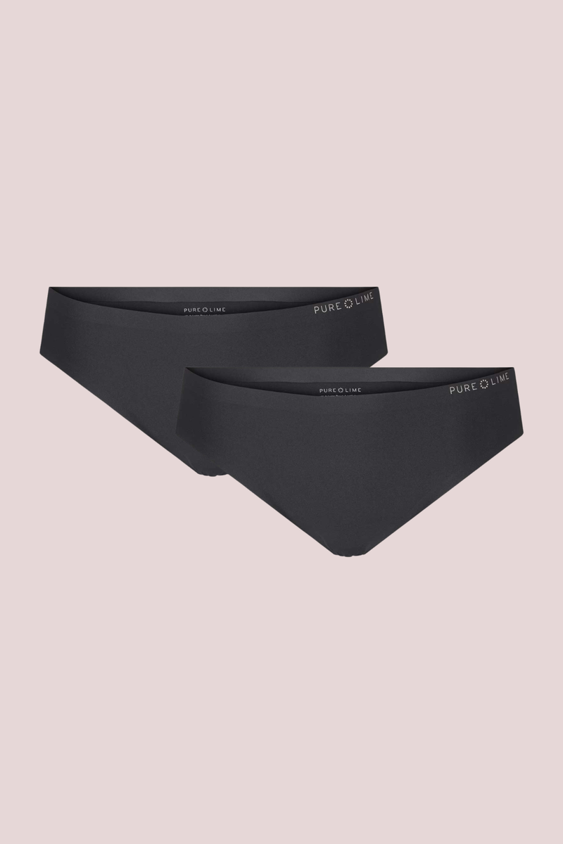 Pure Lime Invisible Thong 2 Pack G-string 2001 Black/Black