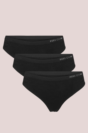Pure Lime Pure Lime recycled Seamless Thong 3 pack Thong 2000 Black