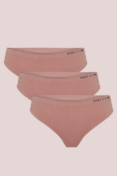 Pure Lime Pure Lime recycled Seamless Thong 3 pack Thong 6211 Dusty Rose