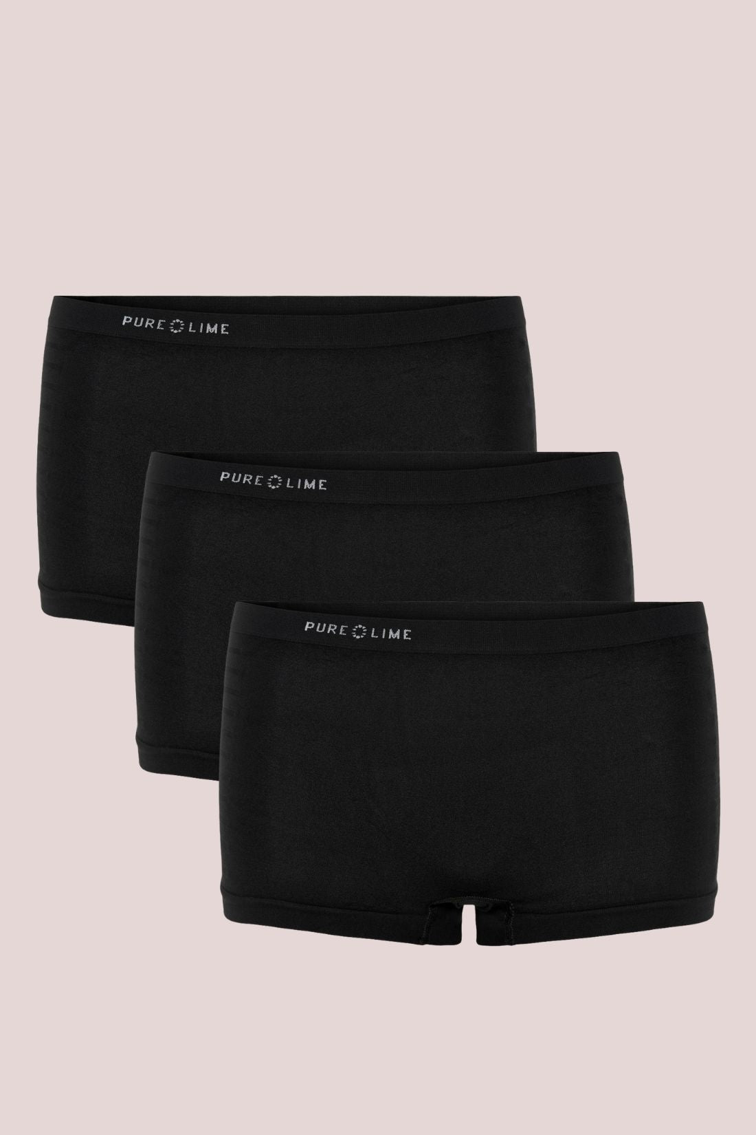 Pure Lime Purelime Recycled Seamless Boxer 3 pack Hipsters 2000 Black