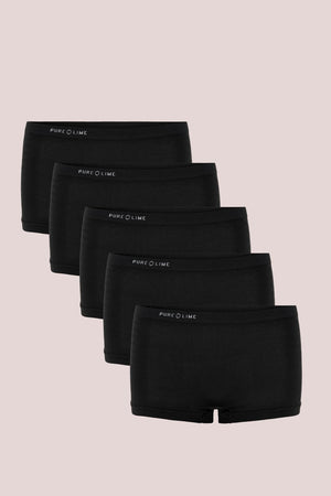 Pure Lime Purelime Recycled Seamless Boxer 5 pack Hipsters 2000 Black