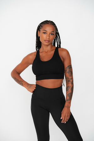 Pure Lime Seamless Rib Top Bra Top 2000 Black