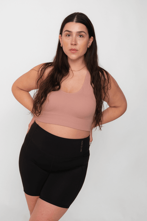 Pure Lime Seamless Rib Top Bra Top 6211 Dusty Rose